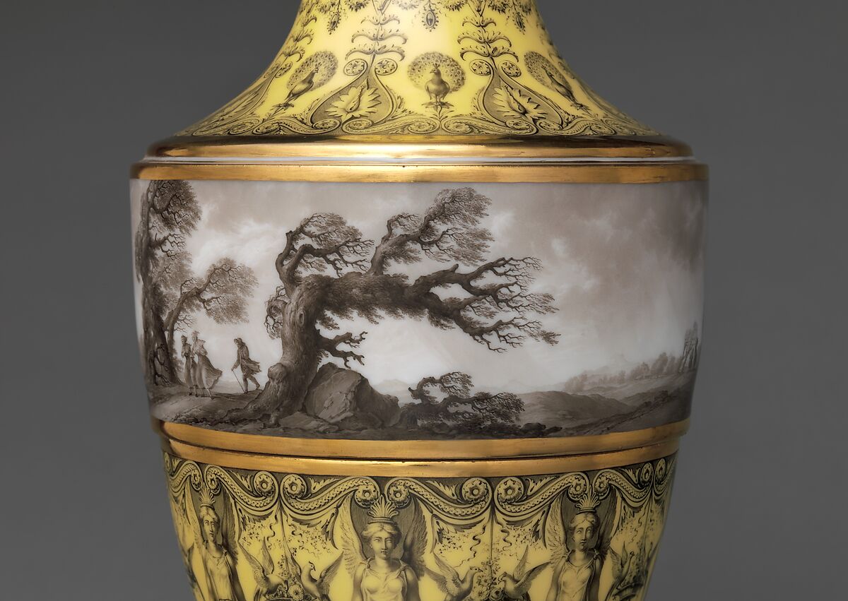 Vase with scenes of storm on land, Dihl et Guérhard (French, 1781–ca. 1824) (Manufacture de Monsieur Le Duc d’Angoulême, until 1789), Hard-paste porcelain decorated in polychrome enamels, gold, French, Paris