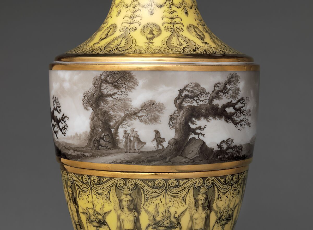 Vase with scenes of storm on land, Dihl et Guérhard (French, 1781–ca. 1824) (Manufacture de Monsieur Le Duc d’Angoulême, until 1789), Hard-paste porcelain decorated in polychrome enamels, gold, French, Paris