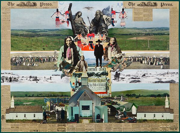 Wounded Knee #III, Arthur Amiotte (Native American, Oglala Lakota (Teton Sioux), born South Dakota, 1942), Ink and paper on canvas, Oglala Lakota (Teton Sioux) 