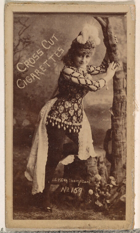 Card Number 159, Lydia Thompson, from the Actors and Actresses series (N145-1) issued by Duke Sons & Co. to promote Cross Cut Cigarettes, Issued by W. Duke, Sons &amp; Co. (New York and Durham, N.C.), Albumen photograph 