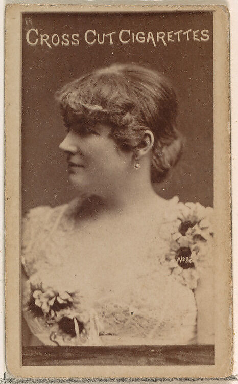 Card Number 38, from the Actors and Actresses series (N145-1) issued by Duke Sons & Co. to promote Cross Cut Cigarettes, Issued by W. Duke, Sons &amp; Co. (New York and Durham, N.C.), Albumen photograph 