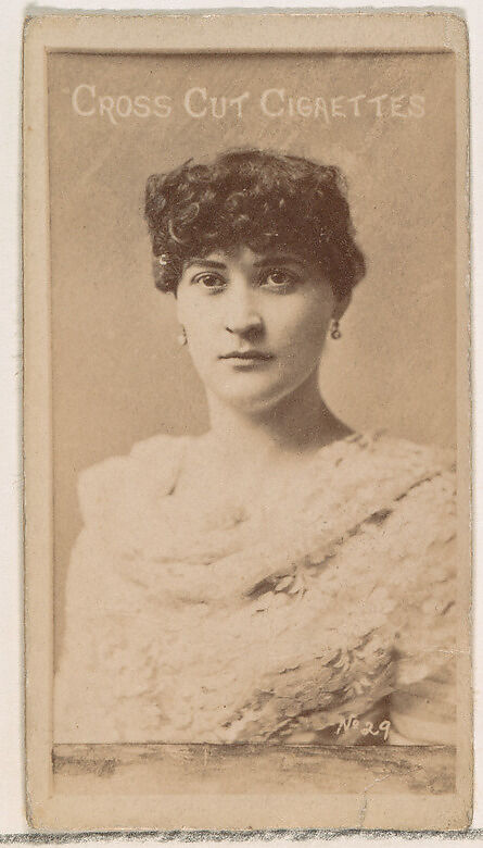 Card Number 29, from the Actors and Actresses series (N145-1) issued by Duke Sons & Co. to promote Cross Cut Cigarettes, Issued by W. Duke, Sons &amp; Co. (New York and Durham, N.C.), Albumen photograph 