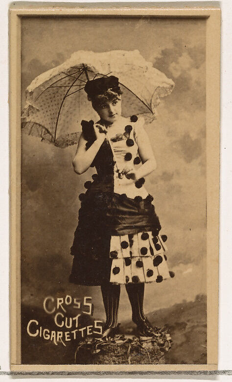 Actress holding parasol, from the Actors and Actresses series (N145-1) issued by Duke Sons & Co. to promote Cross Cut Cigarettes, Issued by W. Duke, Sons &amp; Co. (New York and Durham, N.C.), Albumen photograph 