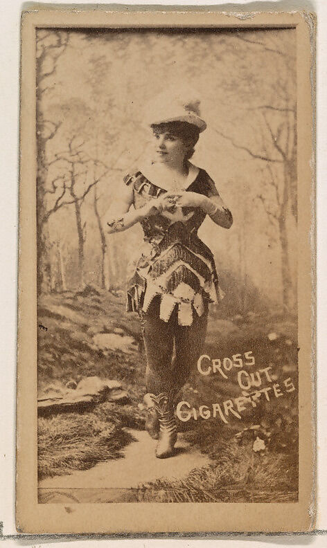 Actress posing in studio forest scene, from the Actors and Actresses series (N145-1) issued by Duke Sons & Co. to promote Cross Cut Cigarettes, Issued by W. Duke, Sons &amp; Co. (New York and Durham, N.C.), Albumen photograph 