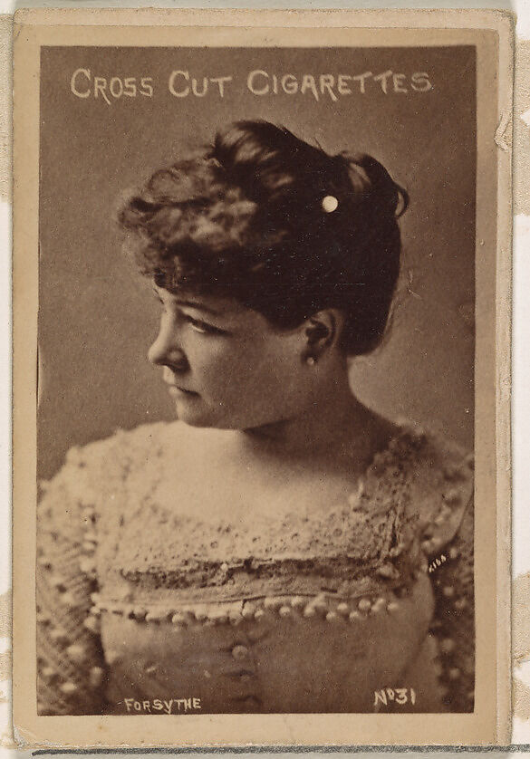 Card Number 31, Forsythe, from the Actors and Actresses series (N145-1) issued by Duke Sons & Co. to promote Cross Cut Cigarettes, Issued by W. Duke, Sons &amp; Co. (New York and Durham, N.C.), Albumen photograph 