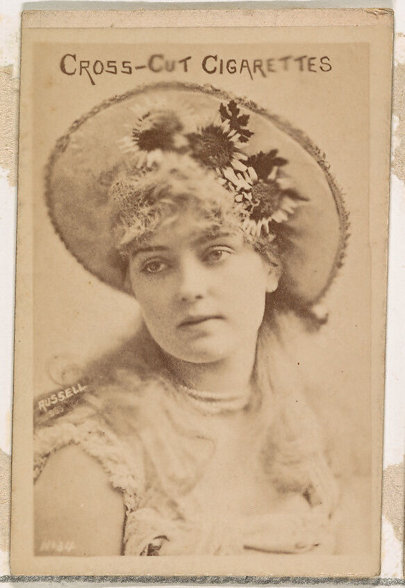 Card Number 34, Lillian Russell, from the Actors and Actresses series (N145-1) issued by Duke Sons & Co. to promote Cross Cut Cigarettes, Issued by W. Duke, Sons &amp; Co. (New York and Durham, N.C.), Albumen photograph 