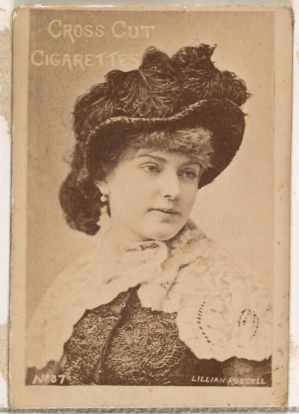 Card Number 37, Lillian Russell, from the Actors and Actresses series (N145-1) issued by Duke Sons & Co. to promote Cross Cut Cigarettes, Issued by W. Duke, Sons &amp; Co. (New York and Durham, N.C.), Albumen photograph 