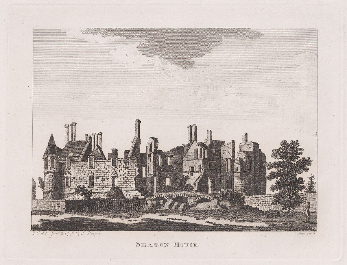 Seaton House, Edinburghshire (from Antiquities of Scotland, volume 1), S. Sparrow (British, active 1773–95), Etching and engraving 