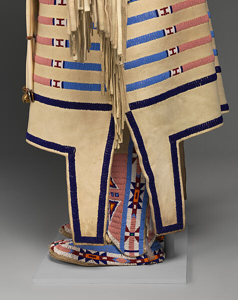 Woman’s Dress and Accessories, Jodi Archambault (American, Hunkpapa Lakota/Teton Sioux, born North Dakota, 1969), Tanned and commercial leather, glass and metal beads, cotton, silk, dentalium shell, metal cones, horsehair, plastic, brass bells, porcupine quills, coins, Hunkpapa Lakota (Teton Sioux)