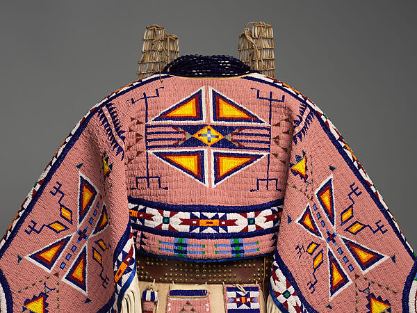 Woman’s Dress and Accessories, Jodi Archambault (American, Hunkpapa Lakota/Teton Sioux, born North Dakota, 1969), Tanned and commercial leather, glass and metal beads, cotton, silk, dentalium shell, metal cones, horsehair, plastic, brass bells, porcupine quills, coins, Hunkpapa Lakota (Teton Sioux)