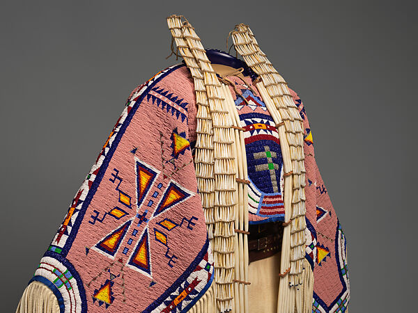 Woman’s Dress and Accessories, Jodi Archambault (American, Hunkpapa Lakota/Teton Sioux, born North Dakota, 1969), Tanned and commercial leather, glass and metal beads, cotton, silk, dentalium shell, metal cones, horsehair, plastic, brass bells, porcupine quills, coins, Hunkpapa Lakota (Teton Sioux)