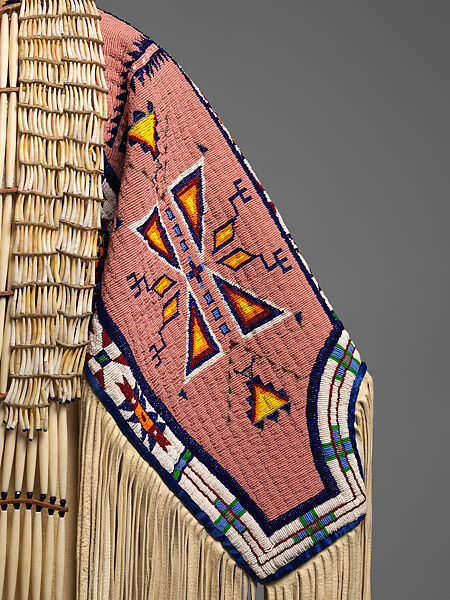 Woman’s Dress and Accessories, Jodi Archambault (American, Hunkpapa Lakota/Teton Sioux, born North Dakota, 1969), Tanned and commercial leather, glass and metal beads, cotton, silk, dentalium shell, metal cones, horsehair, plastic, brass bells, porcupine quills, coins, Hunkpapa Lakota (Teton Sioux)