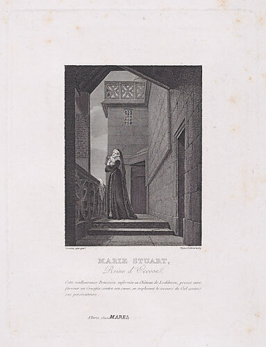 Mary, Queen of Scots, on the battlements of Lochleven Castle praying that God will deliver her from her persecutors