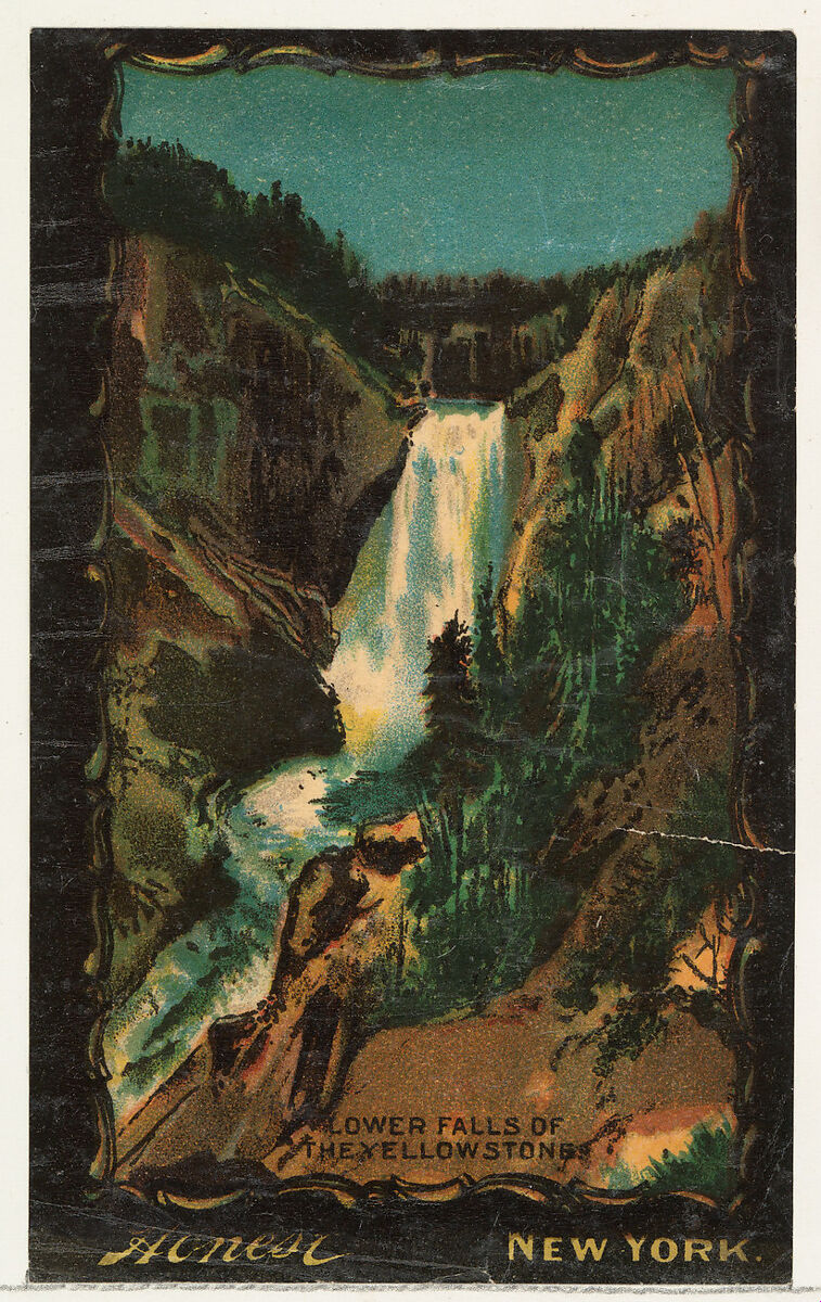 Lower Falls of the Yellowstones, from the Transparencies series (N137) issued by W. Duke, Sons & Co. to promote Honest Long Cut Tobacco, Issued by W. Duke, Sons &amp; Co. (New York and Durham, N.C.), Commercial color lithograph 