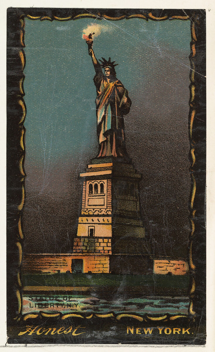 Statue of Liberty, New York, from the Transparencies series (N137) issued by W. Duke, Sons & Co. to promote Honest Long Cut Tobacco, Issued by W. Duke, Sons &amp; Co. (New York and Durham, N.C.), Commercial color lithograph 