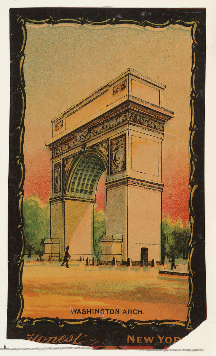 Washington Arch, from the Transparencies series (N137) issued by W. Duke, Sons & Co. to promote Honest Long Cut Tobacco, Issued by W. Duke, Sons &amp; Co. (New York and Durham, N.C.), Commercial color lithograph 