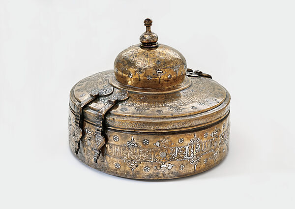 Domed Box, Brass with silver inlay, Syrian 
