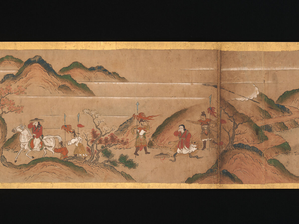 Illustrated Legends of the Origins of the Kumano Shrines, Set of three handscrolls; ink and color on paper, Japan
