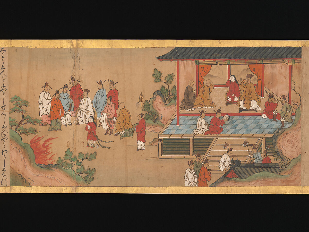 Illustrated Legends of the Origins of the Kumano Shrines, Set of three handscrolls; ink and color on paper, Japan