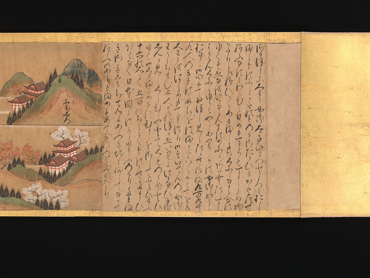 Illustrated Legends of the Origins of the Kumano Shrines, Set of three handscrolls; ink and color on paper, Japan