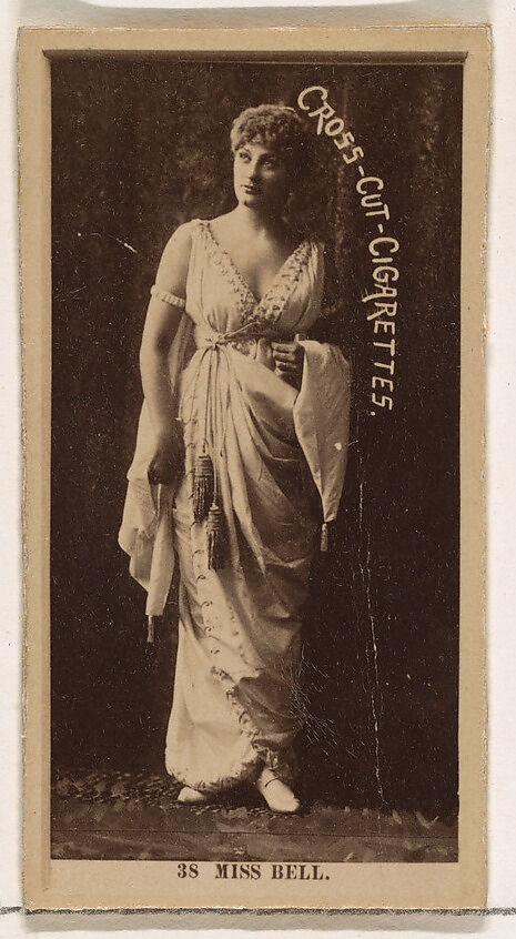 Card Number 38, Miss Bell, from the Actors and Actresses series (N145-2) issued by Duke Sons & Co. to promote Cross Cut Cigarettes, Issued by W. Duke, Sons &amp; Co. (New York and Durham, N.C.), Albumen photograph 