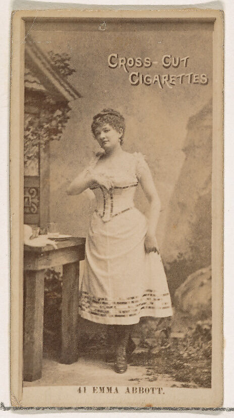 Card Number 41, Emma Abbott, from the Actors and Actresses series (N145-2) issued by Duke Sons & Co. to promote Cross Cut Cigarettes, Issued by W. Duke, Sons &amp; Co. (New York and Durham, N.C.), Albumen photograph 