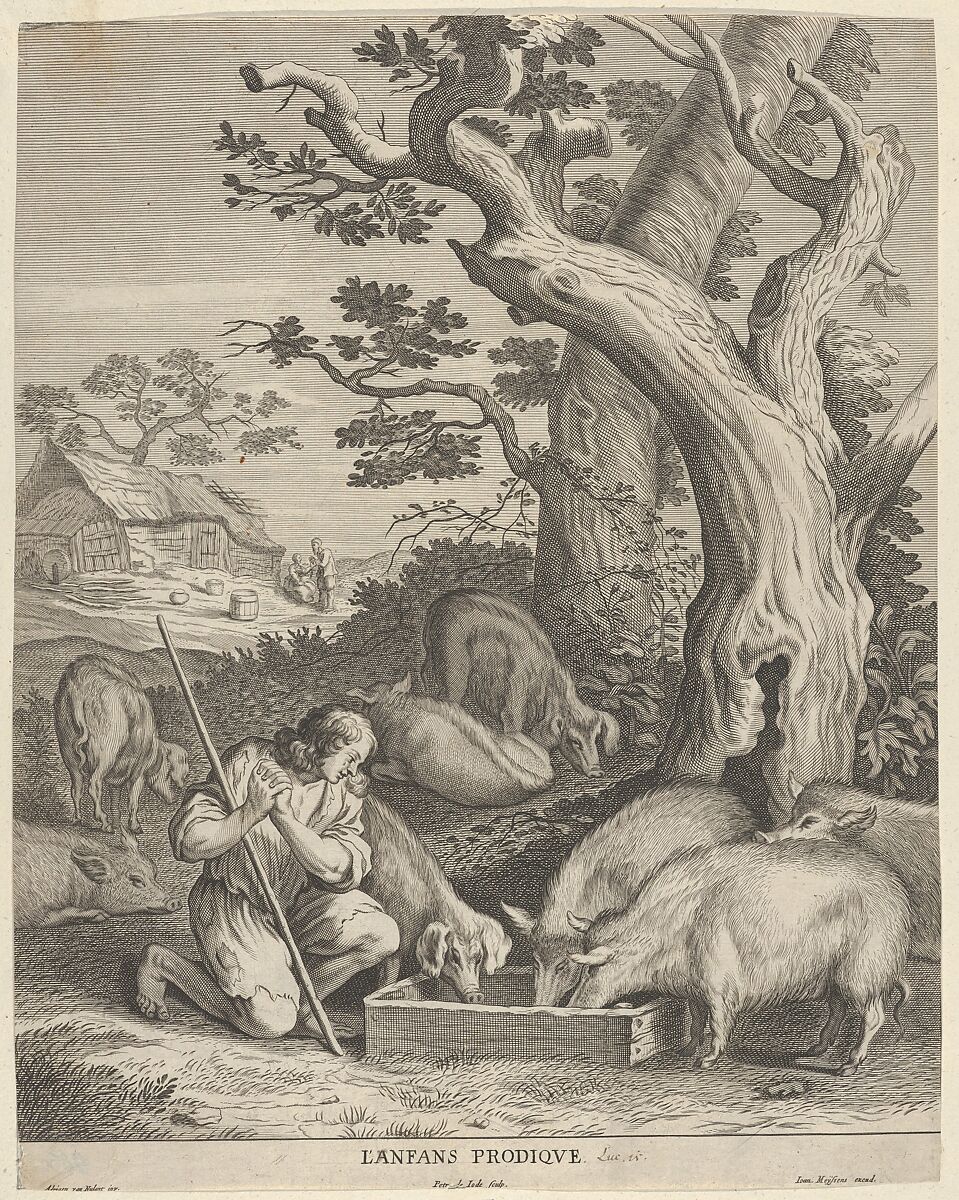 The Prodigal Son, Pieter de Jode II (Flemish, 1606–ca. 1674), Engraving 