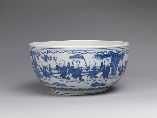 Bowl with children in a garden