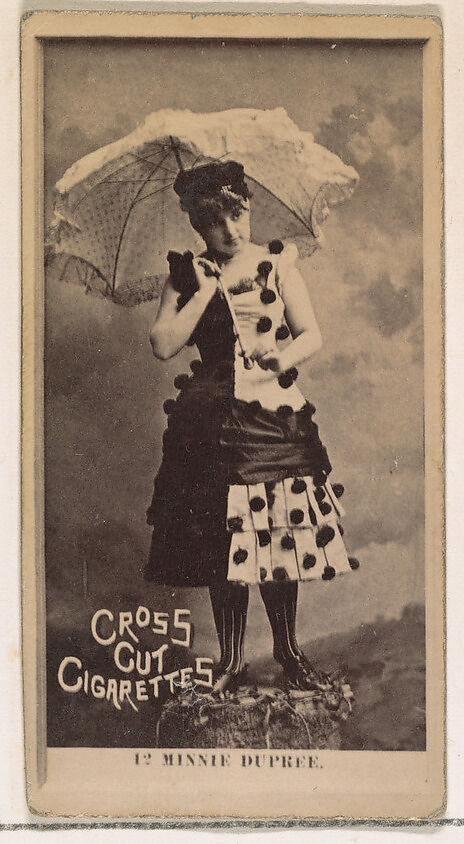 Card Number 12, Minnie Dupree, from the Actors and Actresses series (N145-2) issued by Duke Sons & Co. to promote Cross Cut Cigarettes, Issued by W. Duke, Sons &amp; Co. (New York and Durham, N.C.), Albumen photograph 