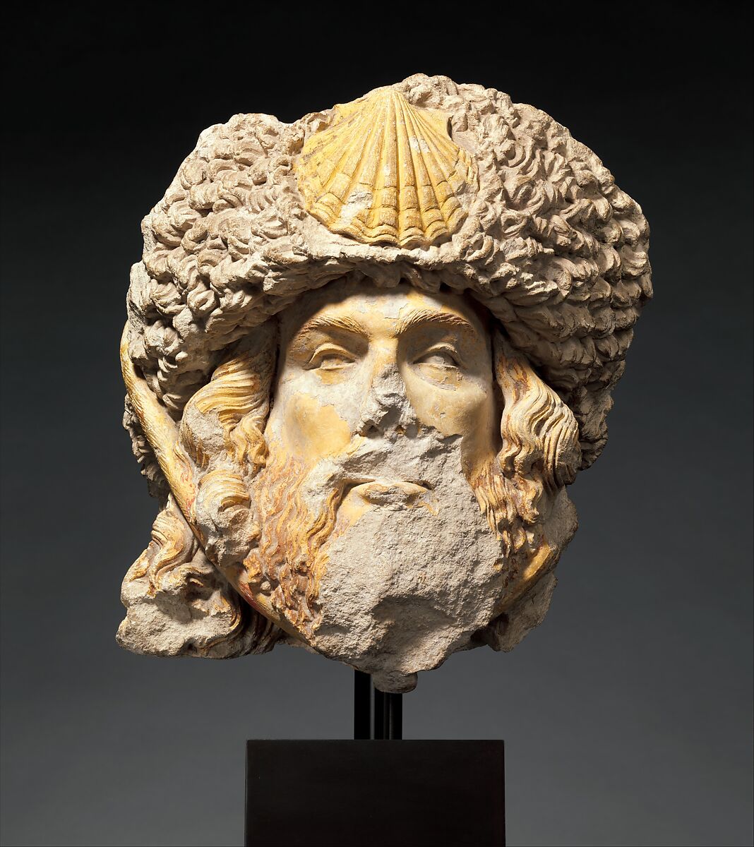 Head of Saint James the Greater, Limestone with traces of paint, French 