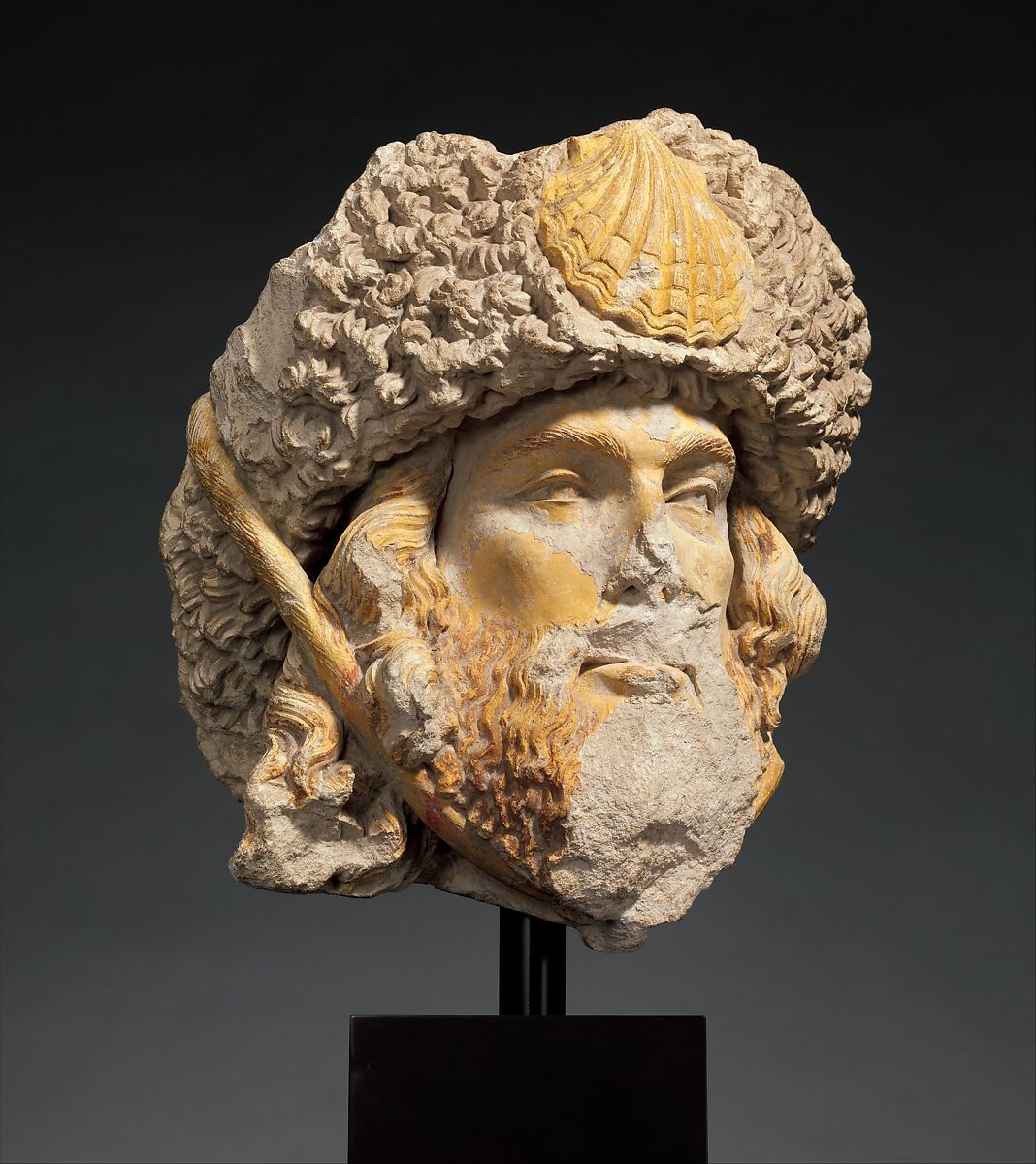 Head of Saint James the Greater, Limestone with traces of paint, French