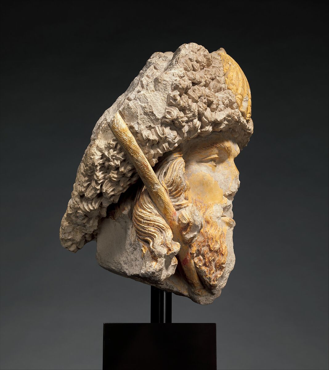 Head of Saint James the Greater, Limestone with traces of paint, French