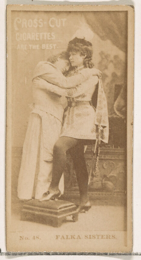 Card Number 48, Falka Sisters, from the Actors and Actresses series (N145-2) issued by Duke Sons & Co. to promote Cross Cut Cigarettes, Issued by W. Duke, Sons &amp; Co. (New York and Durham, N.C.), Albumen photograph 