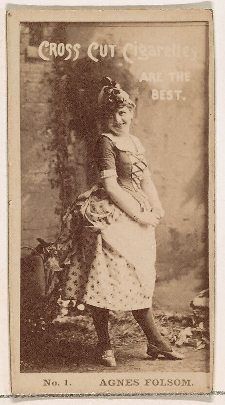 Card Number 1, Agnes Folsom, from the Actors and Actresses series (N145-2) issued by Duke Sons & Co. to promote Cross Cut Cigarettes, Issued by W. Duke, Sons &amp; Co. (New York and Durham, N.C.), Albumen photograph 