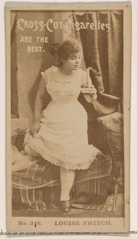 Card Number 246, Louise Fritch, from the Actors and Actresses series (N145-2) issued by Duke Sons & Co. to promote Cross Cut Cigarettes, Issued by W. Duke, Sons &amp; Co. (New York and Durham, N.C.), Albumen photograph 