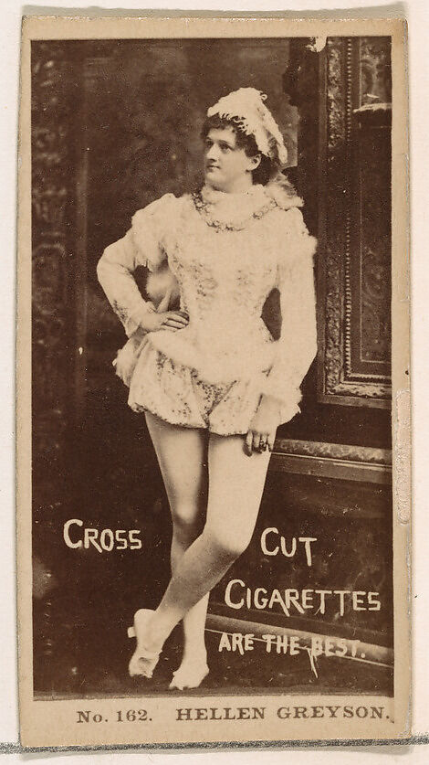 Card Number 162, Hellen Greyson, from the Actors and Actresses series (N145-2) issued by Duke Sons & Co. to promote Cross Cut Cigarettes, Issued by W. Duke, Sons &amp; Co. (New York and Durham, N.C.), Albumen photograph 