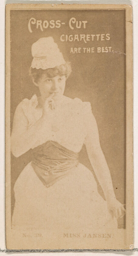 Card Number 39, Marie Jansen, from the Actors and Actresses series (N145-2) issued by Duke Sons & Co. to promote Cross Cut Cigarettes, Issued by W. Duke, Sons &amp; Co. (New York and Durham, N.C.), Albumen photograph 