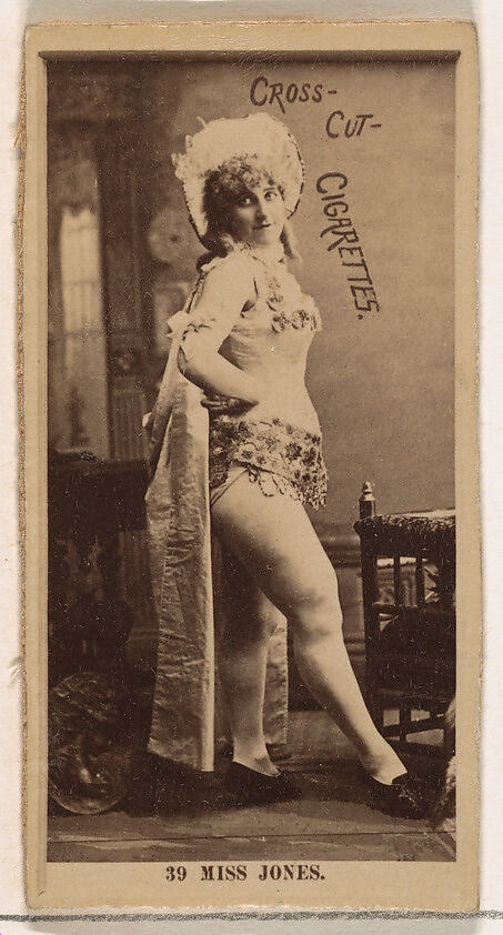 Card Number 39, Miss Jones, from the Actors and Actresses series (N145-2) issued by Duke Sons & Co. to promote Cross Cut Cigarettes, Issued by W. Duke, Sons &amp; Co. (New York and Durham, N.C.), Albumen photograph 