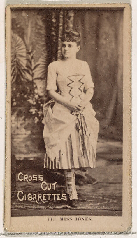 Card Number 115, Miss Jones, from the Actors and Actresses series (N145-2) issued by Duke Sons & Co. to promote Cross Cut Cigarettes, Issued by W. Duke, Sons &amp; Co. (New York and Durham, N.C.), Albumen photograph 