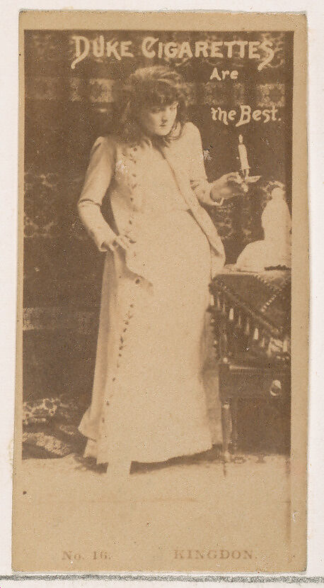 Card Number 16, Edith Kingdon, from the Actors and Actresses series (N145-2) issued by Duke Sons & Co. to promote Cross Cut Cigarettes, Issued by W. Duke, Sons &amp; Co. (New York and Durham, N.C.), Albumen photograph 