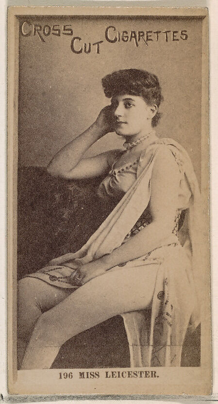 Card Number 196, Miss Leicester, from the Actors and Actresses series (N145-2) issued by Duke Sons & Co. to promote Cross Cut Cigarettes, Issued by W. Duke, Sons &amp; Co. (New York and Durham, N.C.), Albumen photograph 
