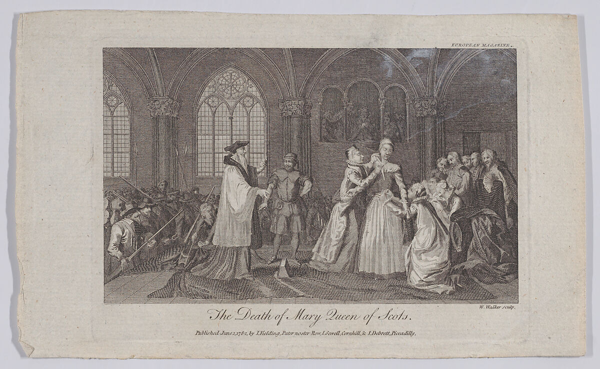 The Death of Mary Queen of Scots (from "European Magazine and London Review," volume I), William Walker (British, Thirsk, North Yorkshire 1729–1793 London), Etching 