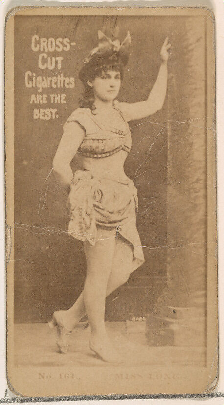 Card Number 164, Miss Long, from the Actors and Actresses series (N145-2) issued by Duke Sons & Co. to promote Cross Cut Cigarettes, Issued by W. Duke, Sons &amp; Co. (New York and Durham, N.C.), Albumen photograph 