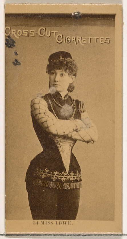 Card Number 54, Miss Lowe, from the Actors and Actresses series (N145-2) issued by Duke Sons & Co. to promote Cross Cut Cigarettes, Issued by W. Duke, Sons &amp; Co. (New York and Durham, N.C.), Albumen photograph 