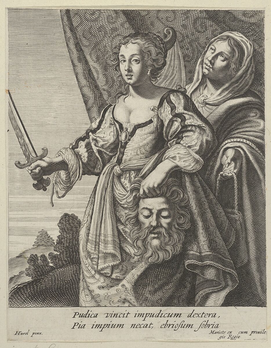 Judith with the Head of Holofernes, Grégoire Huret (French, Lyon 1606–1670 Paris), Engraving 