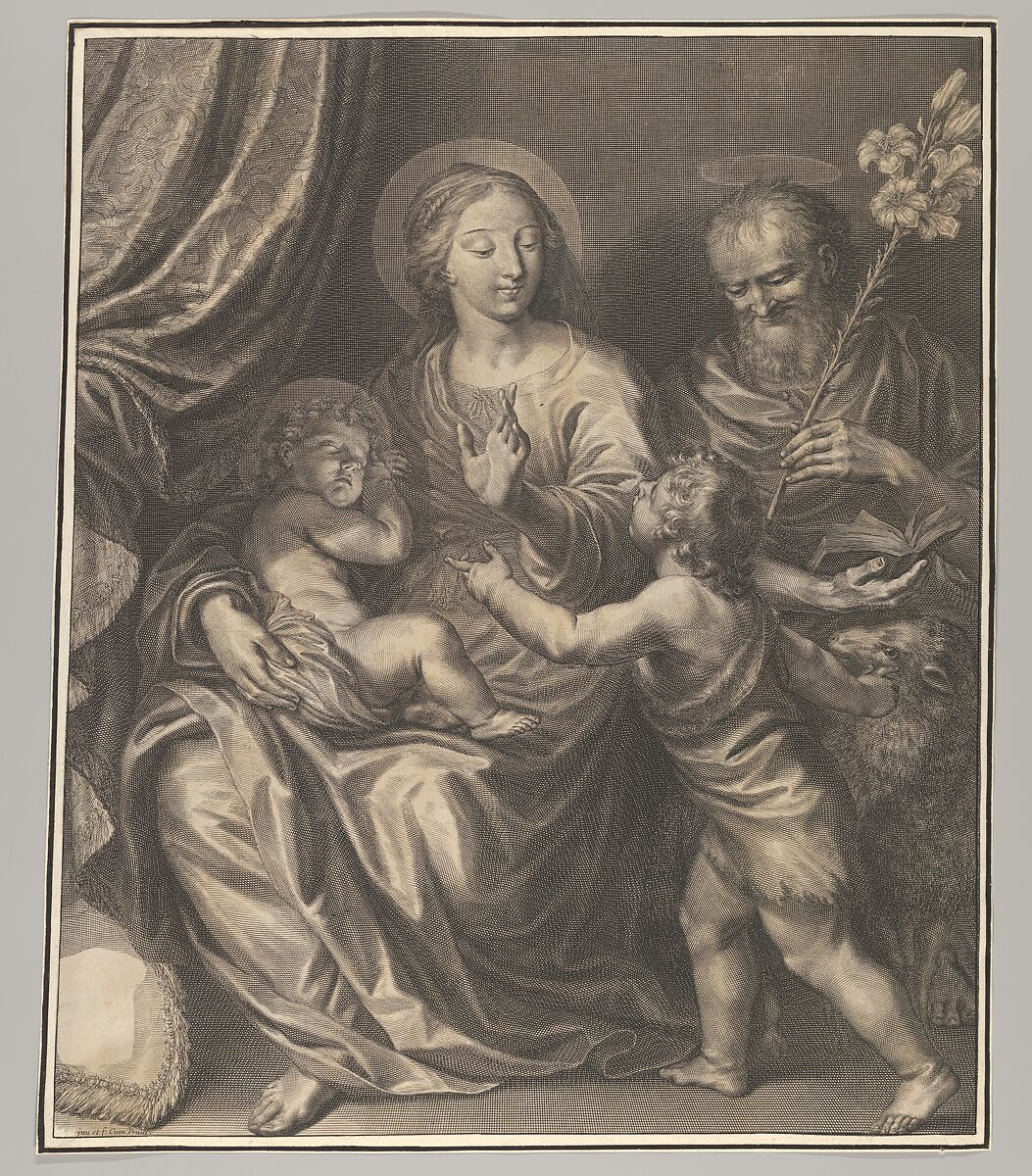 Holy Family with Young St. John the Baptist, Grégoire Huret (French, Lyon 1606–1670 Paris), Engraving 