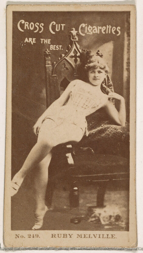 Card Number 249, Ruby Melville, from the Actors and Actresses series (N145-2) issued by Duke Sons & Co. to promote Cross Cut Cigarettes, Issued by W. Duke, Sons &amp; Co. (New York and Durham, N.C.), Albumen photograph 