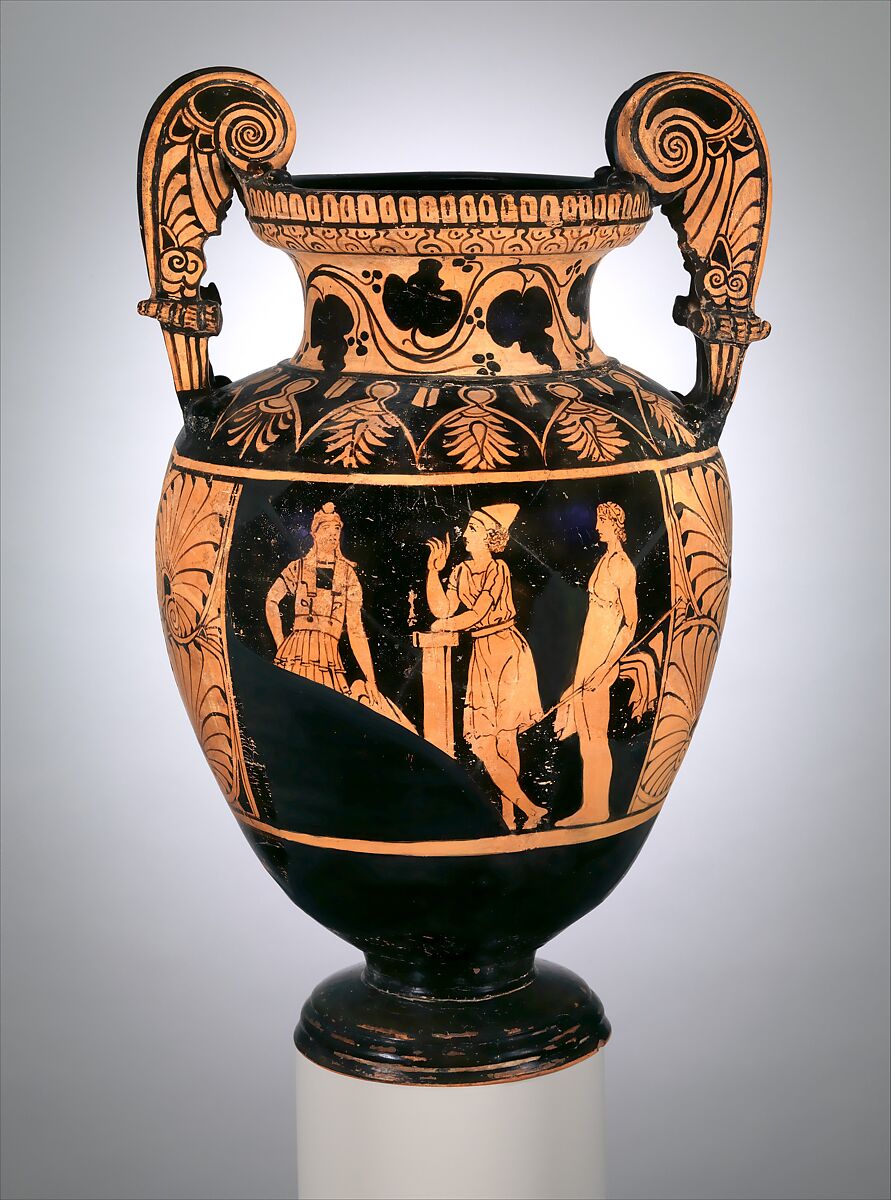 Terracotta volute-krater (bowl for mixing wine and water), Terracotta, Etruscan