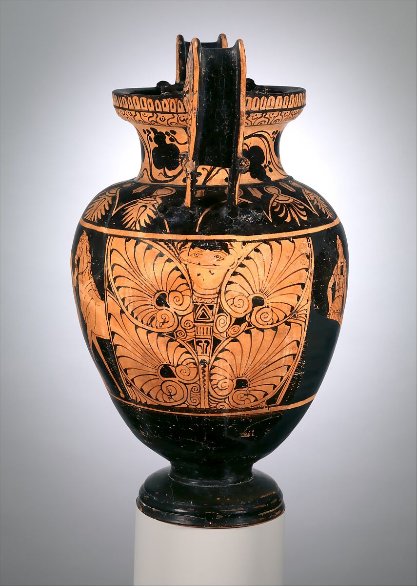 Terracotta volute-krater (bowl for mixing wine and water), Terracotta, Etruscan