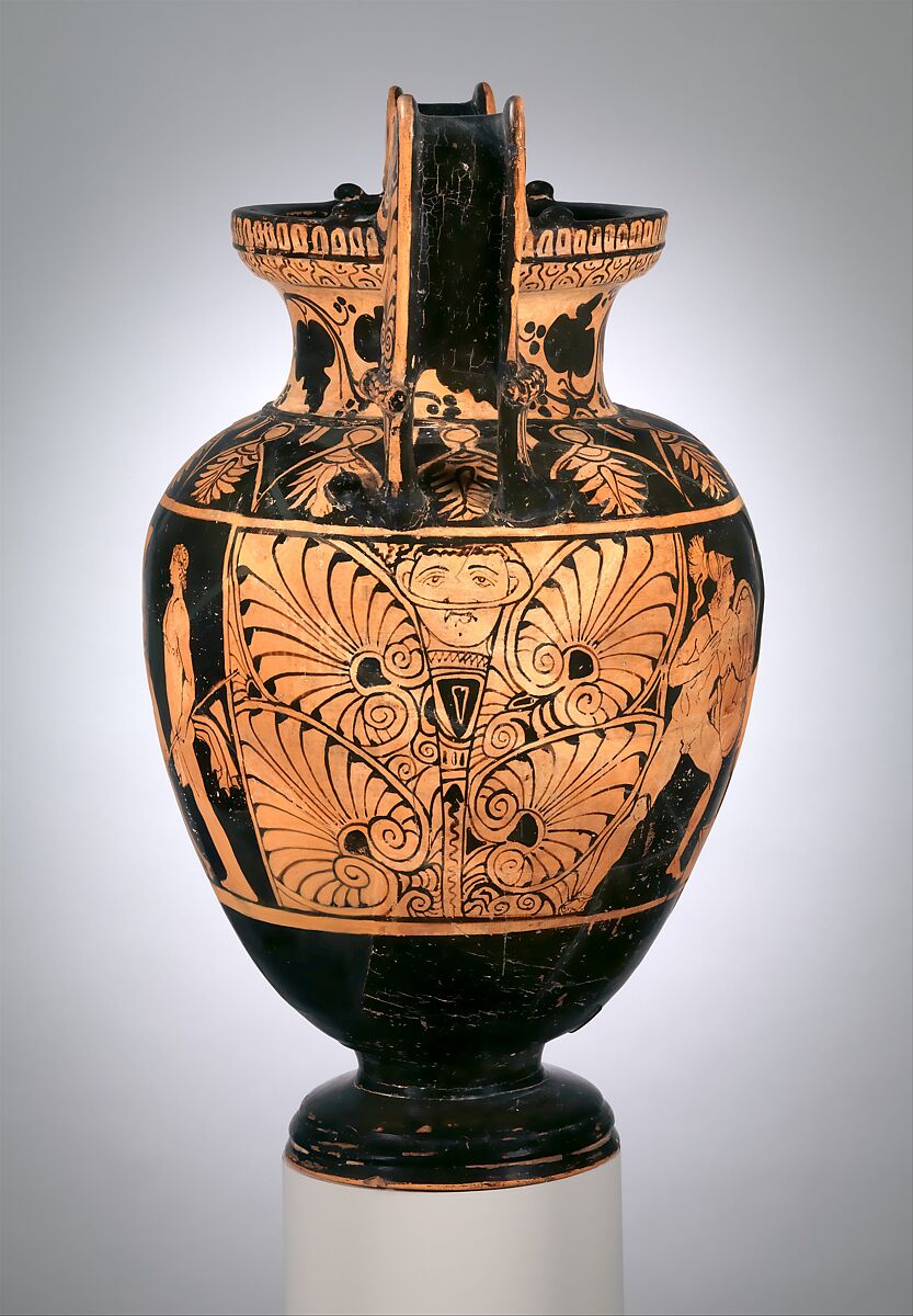 Terracotta volute-krater (bowl for mixing wine and water), Terracotta, Etruscan